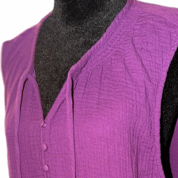 Johnny Was, Calme like new, cotton Purple Gauze Tiered Dress, size xl ๐๐ - Picture 6 of 14
